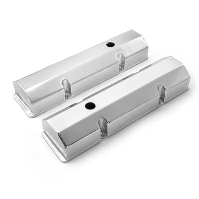 Speedmaster - Speedmaster PCE314.1100.02 Fab Valve Covers Satin Tall w/Hole for Chevy SBC