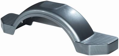 Fulton - Fulton 008592 Single Round Plastic Trailer Fender 33.5"L x 7.5"W x 8.75"T Silver