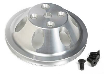 Trans-Dapt Performance - Trans-Dapt 9482 Water Pump Pulley 1Groove Long w/p Mach Alu. 69-85 Chevy 283-350