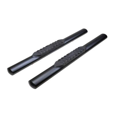 TrailFX - TrailFX A1546T 4" Oval Straight Nerf Bar Black Mild Steel Rocker Panel Mount
