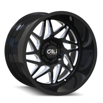 Cali Offroad Wheels - Cali Offroad 9112 Gemini 20x10 5x5.0 -25mm Gloss Black/Milled 9112-2173BM