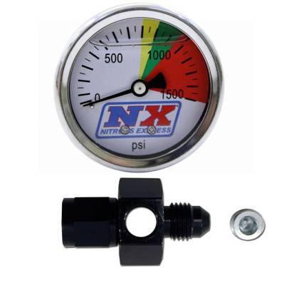 Nitrous Express - Nitrous Express 15510 0-1500 PSI Nitrous Pressure Gauge w/6AN Manifold