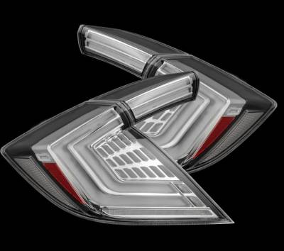 AlphaRex - AlphaRex 676030 Clear Prismatic LED Taillights for 16-21 Honda Civic Hatchback