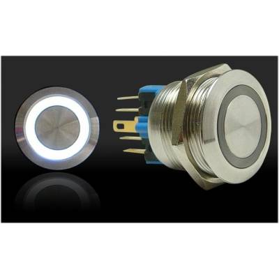 Autoloc - Autoloc AUTSW47W 22mm Momentary Billet Button w/LED White Ring