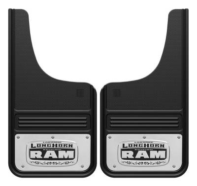 Gatorback - Gatorback GB1223CUTL 12"x23" Cut-Style Black Mud Flaps for Longhorn Logo