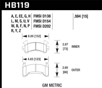 Hawk Performance - Hawk Performance Black Motorsports Brake Pads HB119M.594