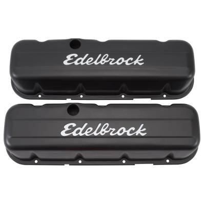 Edelbrock - Edelbrock 4683 Sig-Valve Covers Black Tall Profile Chevy 396-502 '65-Later