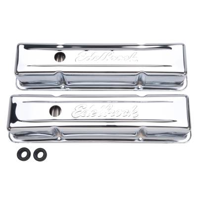 Edelbrock - Edelbrock 4649 Sig-Series Valve Covers Chrome Tall Profile Chevy 262-400 '59-'86