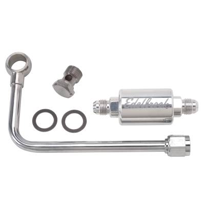Edelbrock - Edelbrock 8131 Chrome Single Feed Steel Fuel Line w/Polished Filter