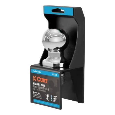 CURT - CURT 40063 1-7/8" Trailer Ball 3/4" x 2-1/8" Shank 2000 lbs Chrome Packaged