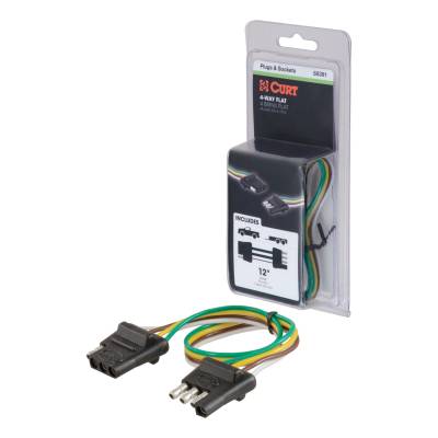 CURT - CURT 58381 4-Way Flat Connector Plug & Socket w/12" Wires Packaged