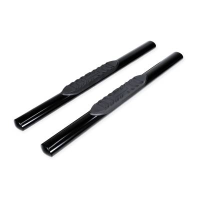 TrailFX - TrailFX A1537B 4" Oval Straight Nerf Bar Black Mild Steel Rocker Panel Mount