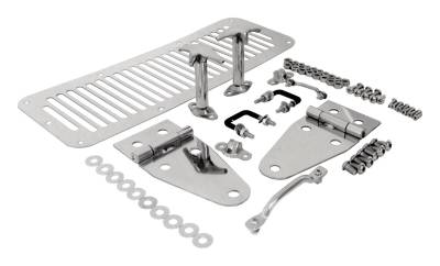 RT Offroad - RT Offroad RT34013 Stainless Hood Set for 78-95 Jeep CJ5/CJ7/CJ8/Wrangler YJ