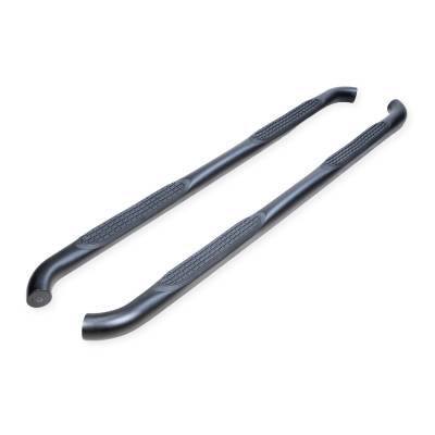 TrailFX - TrailFX A0063T Nerf Bar 3" Black Powder Round Bent 90-DEG w/Step Pads Rocker Mnt