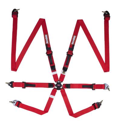 Racequip - RaceQuip 856016RQP 6PT Camlock Harness Red 2" Lap/Shoulders HANS FIA 8853-16