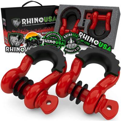 Rhino USA - Rhino USA RNO-RED-SHACKLES 3/4" D-Ring Shackle Set 2Pc Red