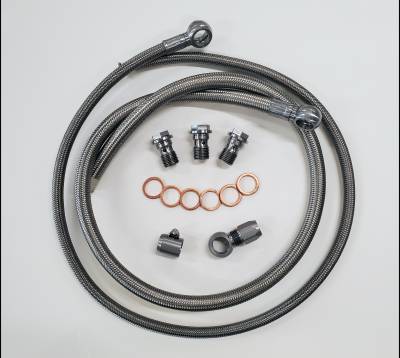 Borgeson - Borgeson 925130 Stainless Power Steering Hose Kit 2Pc Banjo Fittings Crimp