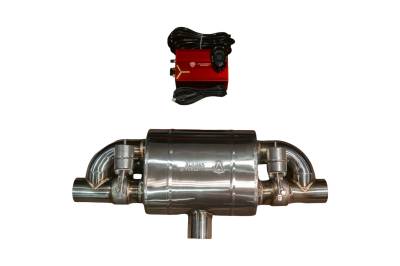 Valvetronic Designs - Valvetronic UVM.63MM.TSTYLE.X1 T-Style Universal Muffler Single Inlet Dual 2.5"