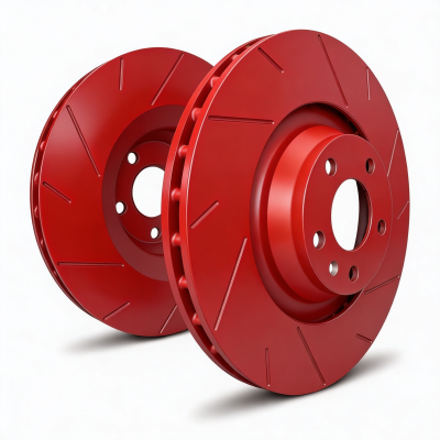 SP Performance - SP Performance T18-1045-R Slotted Red Zinc Rear Rotors for 10-16 Hyundai Genesis