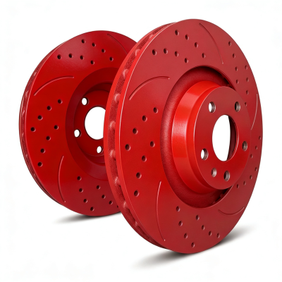 SP Performance - SP Performance S19-318-R Double-Drilled/Slotted Red Rear Rotors 01-06 Acura MDX