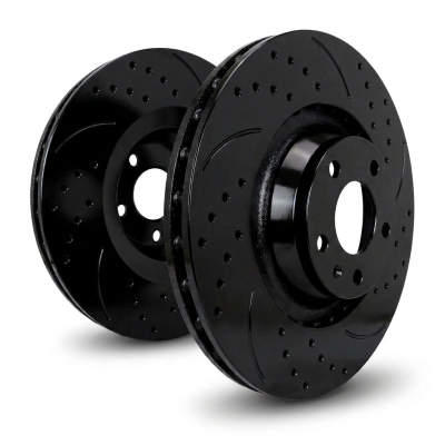 SP Performance - SP Performance S19-3524-B DBL-Drill/Slot Black Front Rotors 91-97 Honda Accord