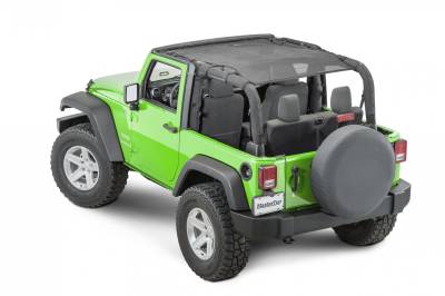 MasterTop - MasterTop 14220301 BLK Mesh Bimini Top ShadeMaker Plus for 07-18 Wrangler JK 2DR