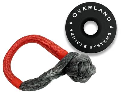 Overland Vehicle Systems - Overland Vehicle Systems 19-6580 Soft Shackle Recovery Ring Combo Pc 45000lb Blk