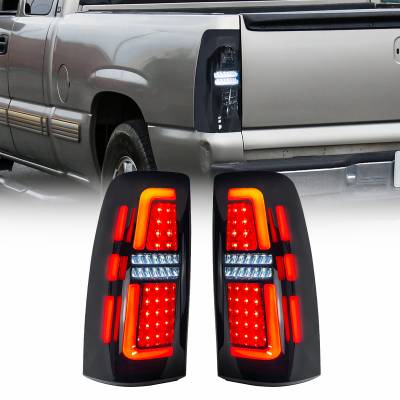 AMERICAN MODIFIED - AMERICAN MODIFIED AMCHCC00201 LED Tail Lights Chrome Housing Smoked Lens