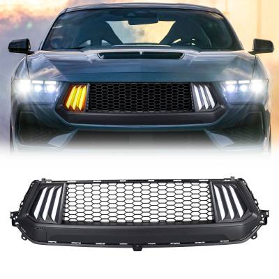 AMERICAN MODIFIED - AMERICAN MODIFIED AMFMCA00105 Blade Style Front Upper Grille Matte 24+ Mustang