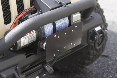 Rugged Ridge - Rugged Ridge 11238.07 Front Hawse Fairlead License Plate Mounting Bracket