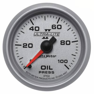 AutoMeter - AutoMeter 4921 Ultra-Lite II Mechanical Oil Pressure Gauge 0-100PSI 2-1/16"