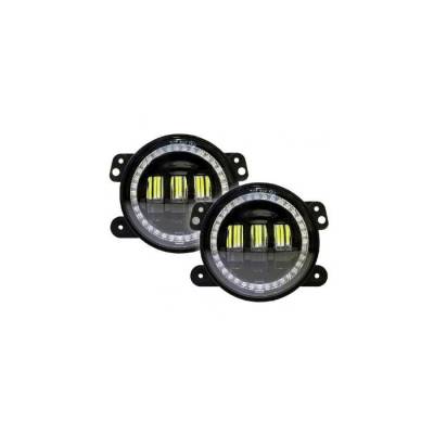Quake LED - Quake LED QTE346 4" Fog Light w/White Halo & Amber Turn Signal for Jeep JK/CJ/TJ