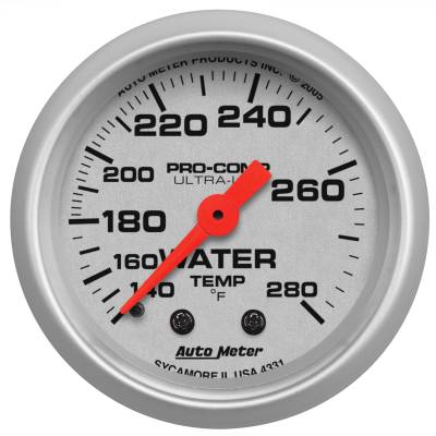 AutoMeter - AutoMeter 4331 Ultra-Lite Mechanical Water Temperature Gauge 140-280F/6' 2-1/16"