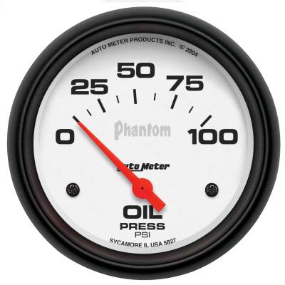 AutoMeter - AutoMeter 5827 Air Core Phantom Electric Oil Pressure Gauge 0-100PSI 2-5/8"
