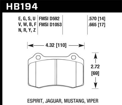Hawk Performance - Hawk Performance HB194F.665 HPS Disc Brake Pad for 92-05 360 Mustang Viper