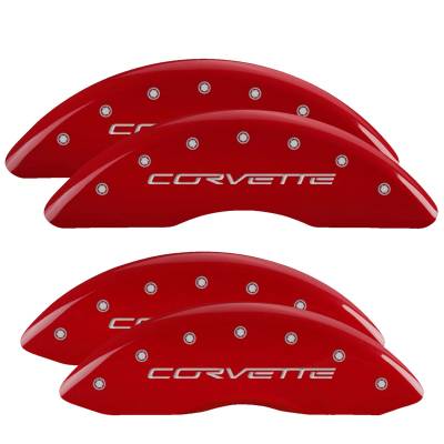 MGP Caliper Covers - MGP Caliper Covers 13083SCV6RD Front/Rear Red for 06-13 Chevrolet Corvette