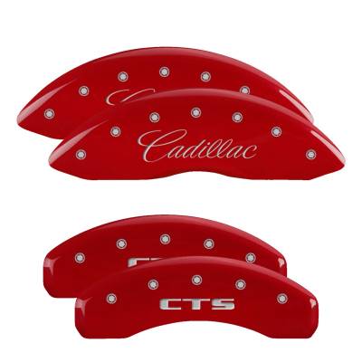 MGP Caliper Covers - MGP Caliper Covers 35013SCTSRD Front/Rear 4pc Red Cadillac CTS