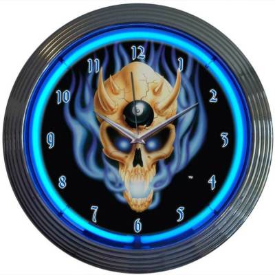 Neonetics - Neonetics 8BSKUL 8 Ball Skull Neon Clock