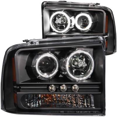 Anzo USA - Anzo USA 111117 1Pc Projector Headlight Set w/CCFL Halo Black Super Duty