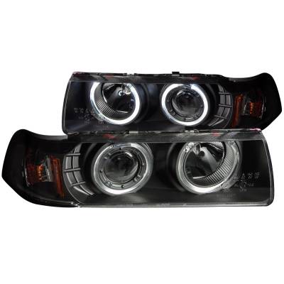 Anzo USA - Anzo USA 121325 Projector Headlight Set w/LED Halo Black for 92-98 BMW 3-Series