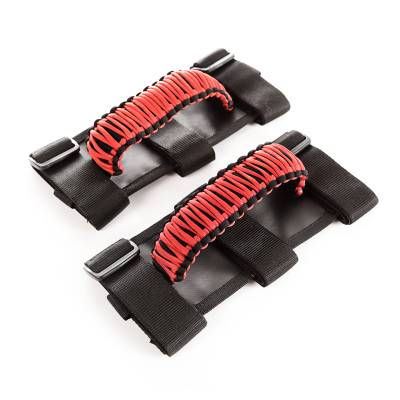 Rugged Ridge - Rugged Ridge 13505.31 Universal Fit Paracord Black/Red Grab Handle Kit Pair