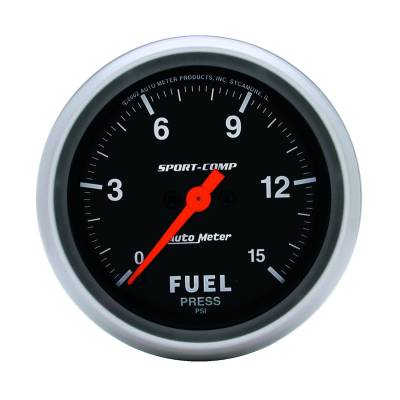 AutoMeter - AutoMeter 3561 Sport-Comp Fuel Pressure Gauge 0-15 PSI 2-5/8" Stepper Motor
