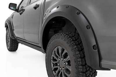 Rough Country Suspension Systems - Rough Country Pocket Fender Flares Black 19-24 Ford Ranger 6' F-F11201A-G1