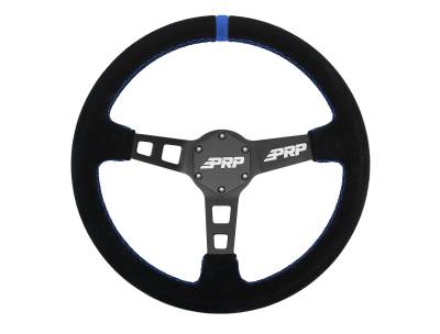 PRP - PRP G141 Deep Dish Steering Wheel Suede Grip Blue 13"x3" Matte Black