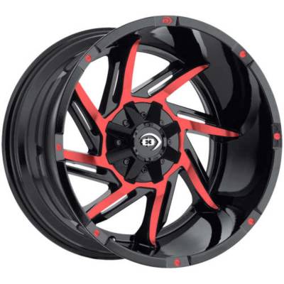 Vision Wheel - Vision Wheel 422Z20281BMFR-51 422 Prowler 20x12 8x6.5 -51mm Black/Red Tint