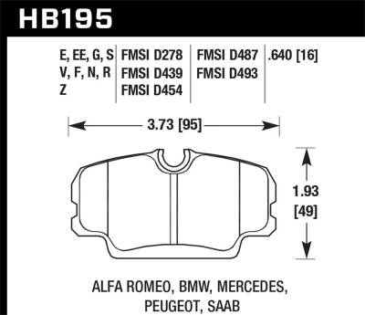 Hawk Performance - Hawk Performance HPS High Performance Street Brake Pads HB195F.640