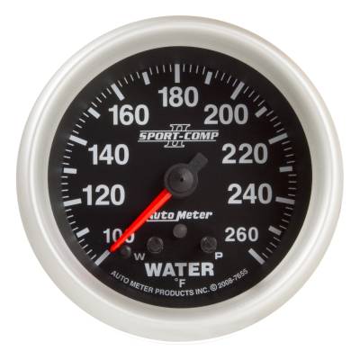 AutoMeter - AutoMeter 7655 Sport-CompII Water Temp Peak/Warn 100-260F 2-5/8" Stepper Motor