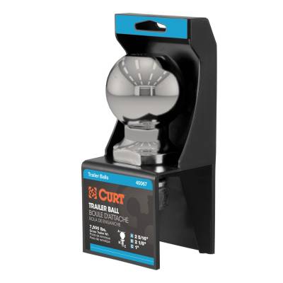 CURT - CURT 40084 2-5/16" Trailer Ball 1" x 2-1/8" Shank 7500 lbs Stainless Packaged