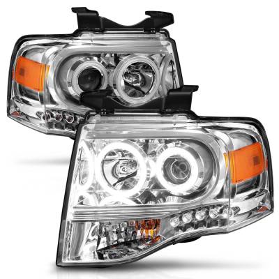 Anzo USA - Anzo USA 111114 Projector Headlight Set w/CCFL Halo Chrome for 07-14 Expedition