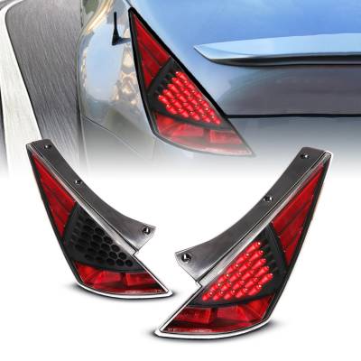 Anzo USA - Anzo USA 321099 Black LED Clear Lens Taillight Set for 03-07 Nissan 350Z